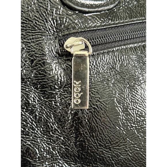 HOBO Black Patent Leather Large Double Handle Purse Magnetic Closure Pockets - Picture 4 of 16